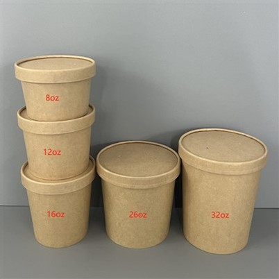 गर्म सूप के लिए 26oz क्राफ्ट पेपर कंटेनर